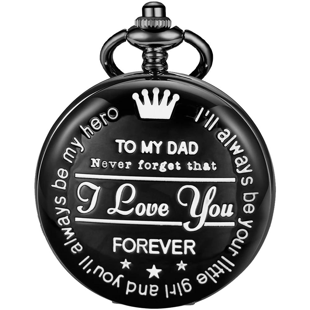 

Discount Dad Gift To Father Engraved Pocket Watch with Chain Father s Day Birthday Gift Pendant Clock Necklace Accessory