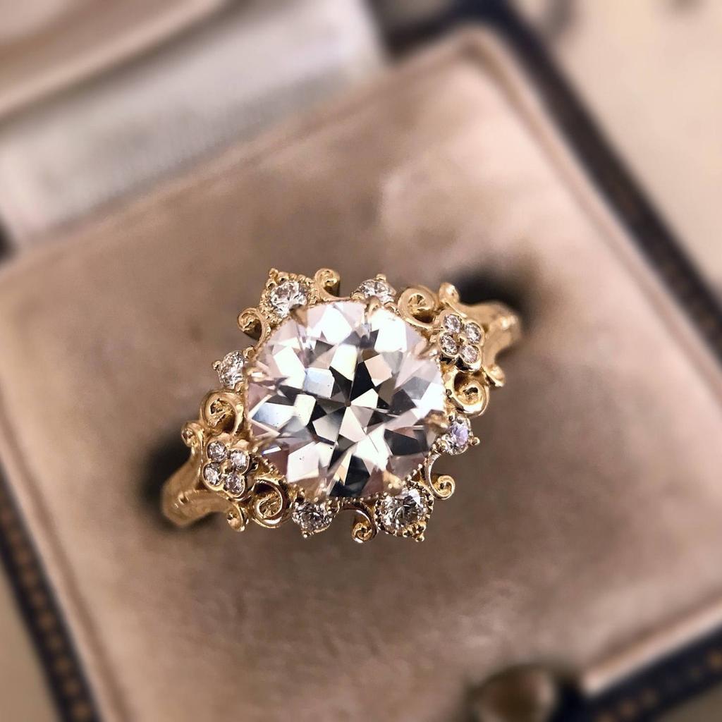 Victoria, Engagement Zircon Ring, Micro-Set Round Zircon Ring.
