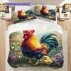 Rooster Pattern Bedding Quilt Set Quilt Cover Pillowcase Home Decoration Birthday Gift (1 * duvet cover + 2 * pillowcase, without core)