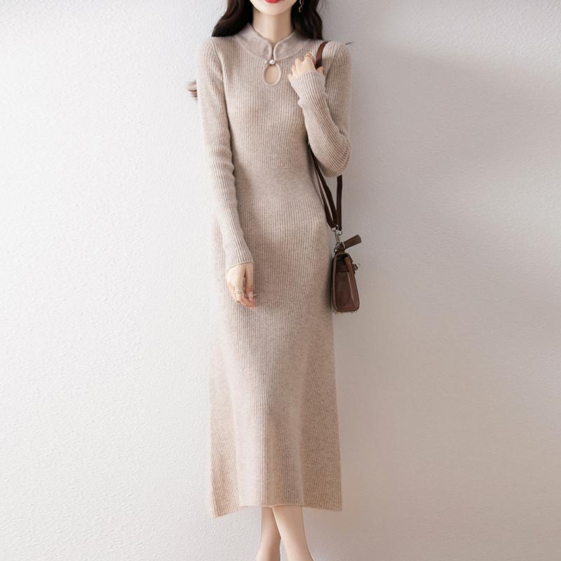 Women Sweater Dress 100% Wool MODERN NEW SAGA Turtleneck Knit Long Pullover Winter Jumpers Wool Long Dress Female