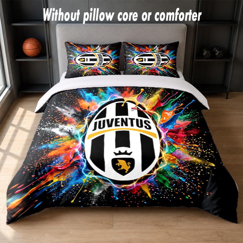 Juventus FC Design Bed Bedding Set 1 Duvet Cover + 2 Pillowcases Soft Breathable Household Bed Linens