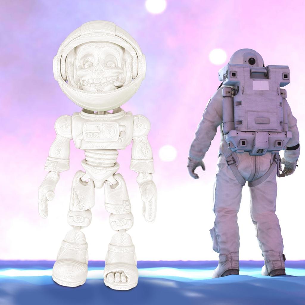 3D Printed Astronaut Skeleton Articulating Toy Figure Tris Color