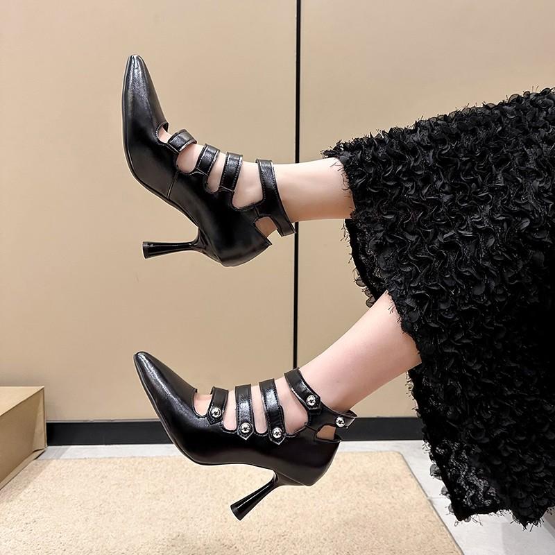 2026 Brand Women's Shoes Buckle Strap Women's Sandals Fashion Hollow Out Office and Career Sexy Plus Size Rivet Sandal Boots