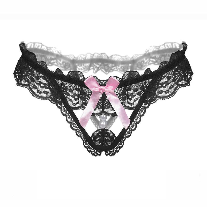 Sexy Women'S Thong Lace Underwear Women'S Thong Pearl Panties Transparent Triangle Panties