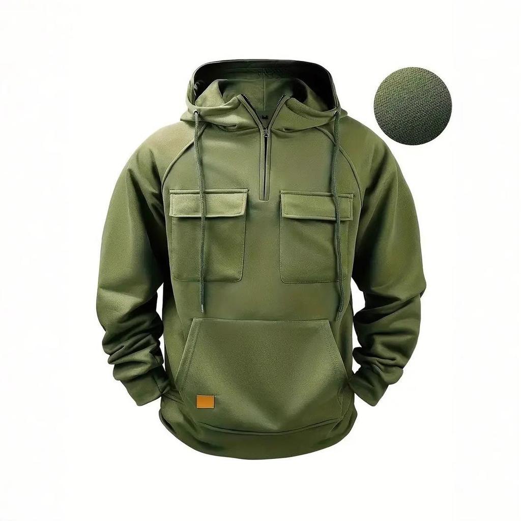 Men's Hooded Solid Color American Style Jacket - Trendy Autumn/Spring Sportswear