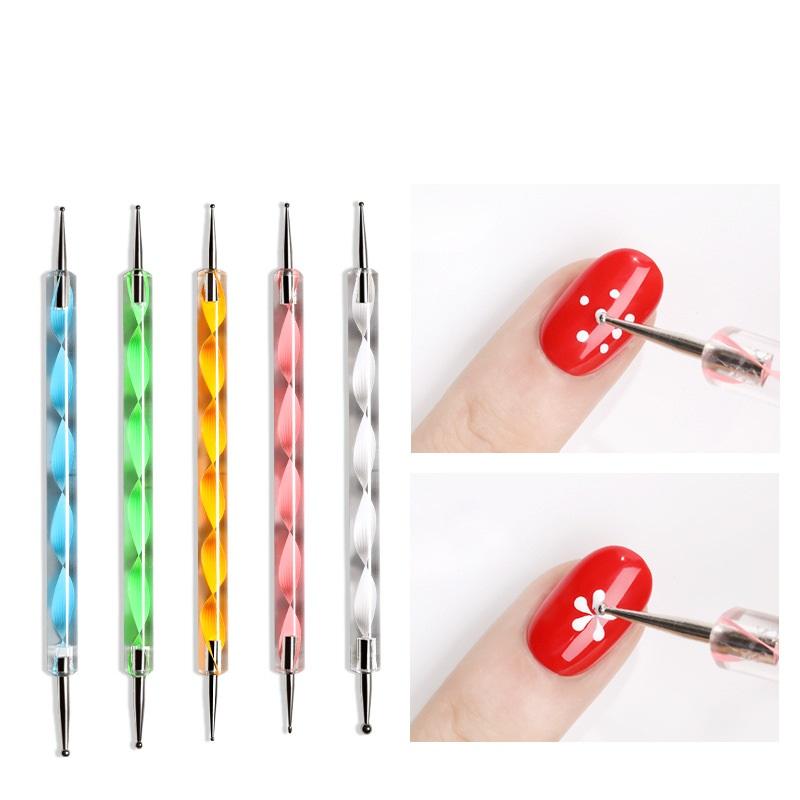 37 stk sett nail art børster penn prikkeverktøy manikyr rhinestones perle dekorasjon