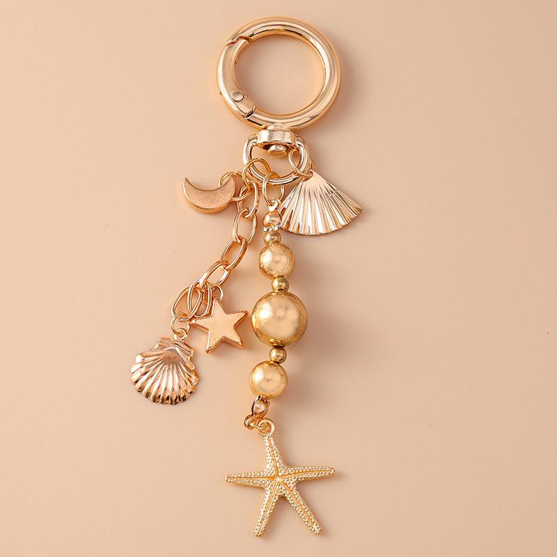 Porte-clés Cœur d'Amour en Alliage Coquillage Étoile de Mer Porte-clés Pendentifs Pour Femmes Filles Décoration de Sac à Main Bijoux Faits Main DIY Cadeaux