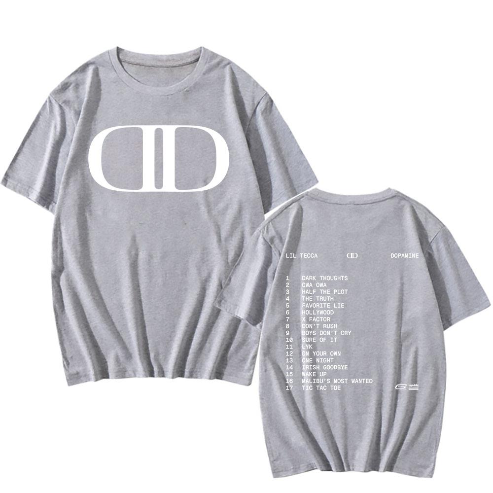 Lil Tecca DOPAMINE Camiseta del Álbum Impresión Gráfica de Rapper Camisetas de Moda Camiseta de Algodón de Manga Corta Unisex Streetwear Hip Hop Camisetas para Hombre
