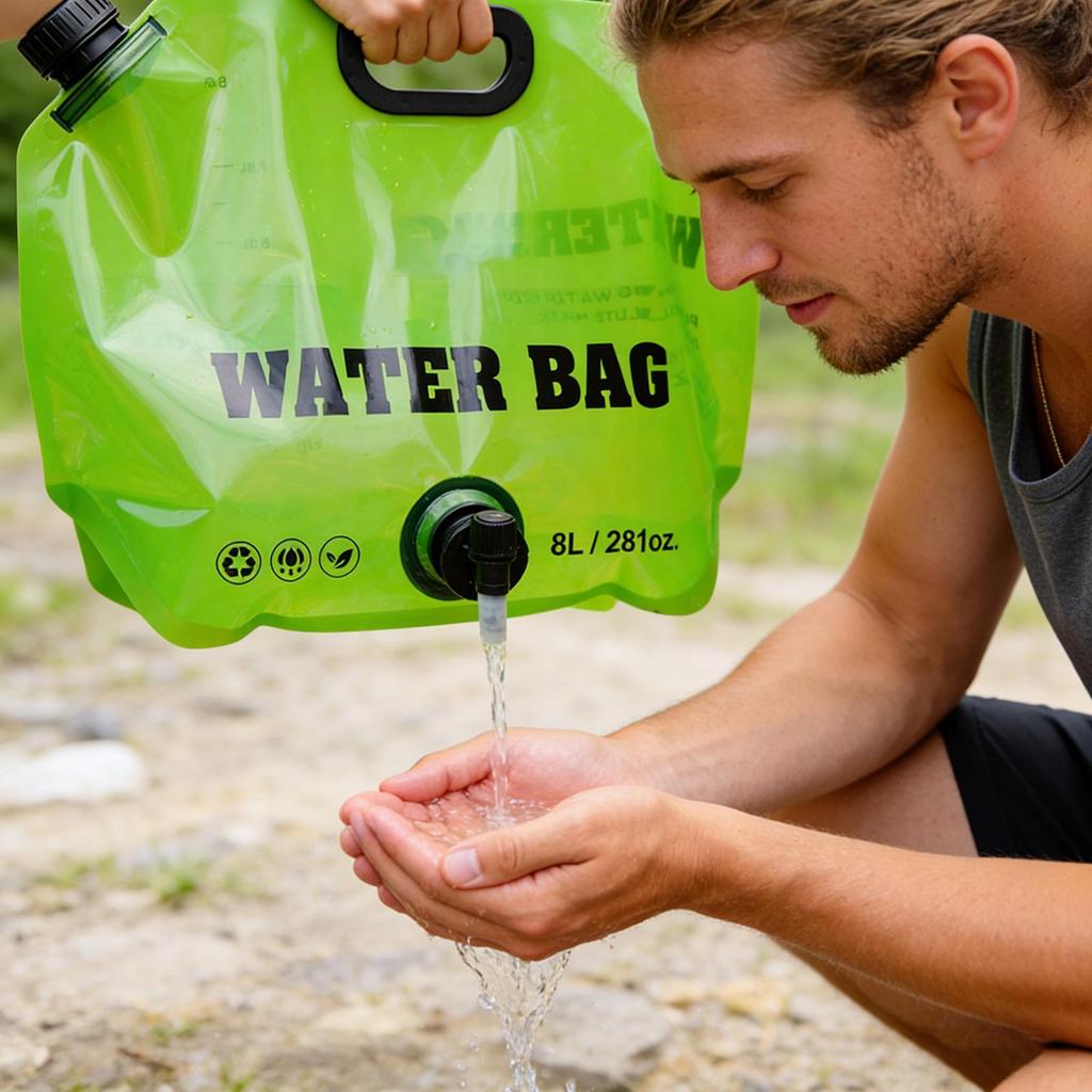 8L Camping Water Container Portable Water Storage Bag Drinking Water Container with Handle Liquid Tank for Camping Hiking