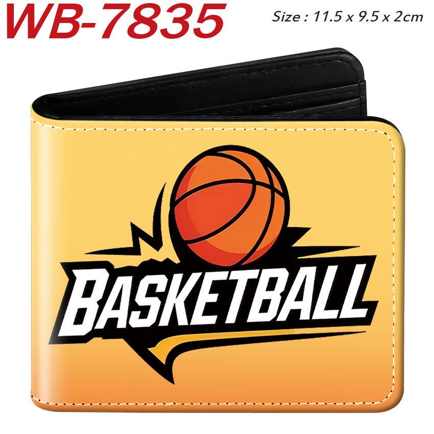 Sports Theme Basketball Football Baseball Print Short Wallet Large Capacity Coin Purse Card Holder for Students PU Leather 1pcs