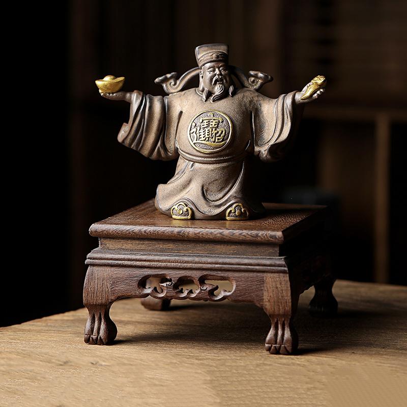 Ceramics God of Fortune Sculptures and Figurines High Quality Home Living Room Office Wealth Luck Feng Shui Decor Statue