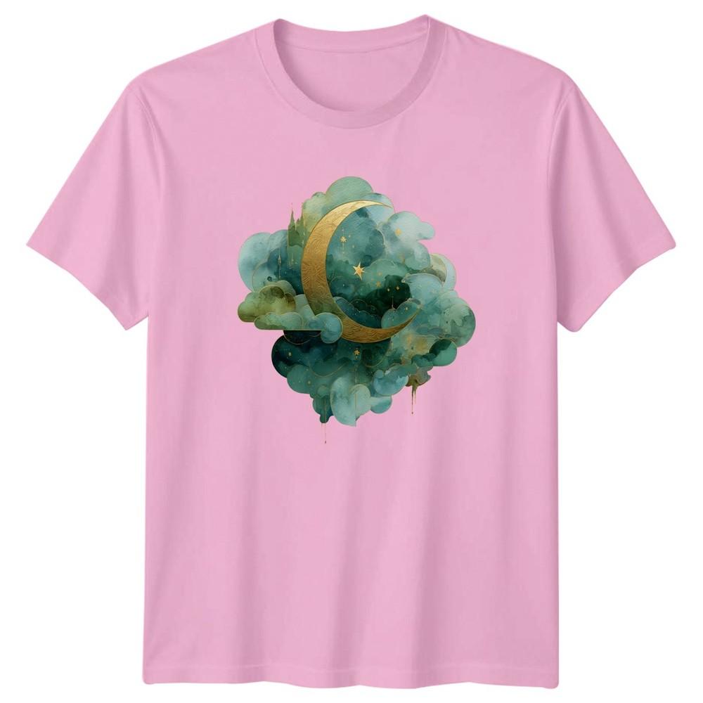 Crescent Moon Watercolor Celestial Starry TShirt Boho Mystical Birthday