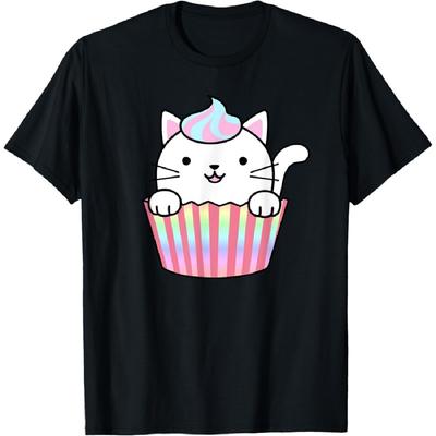 Kawaii Katze Cupcake Damen Herren Erwachsene Kinder Lustige Katzen T-Shirt