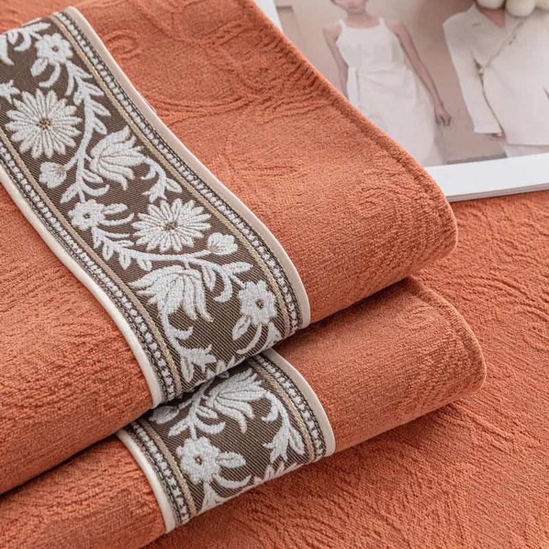 Luxury Modern High-end Embossed Four Seasons Universal Non-slip New Leather Cushion Cover Chenille Sofa Cushion Light