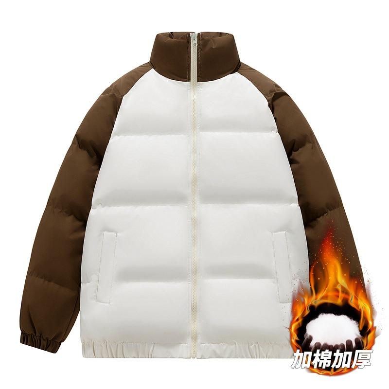 Men's splicing cotton-padded jacket stand-up collar thickened winter new men's youth casual bread clothes cotton-padded jacket