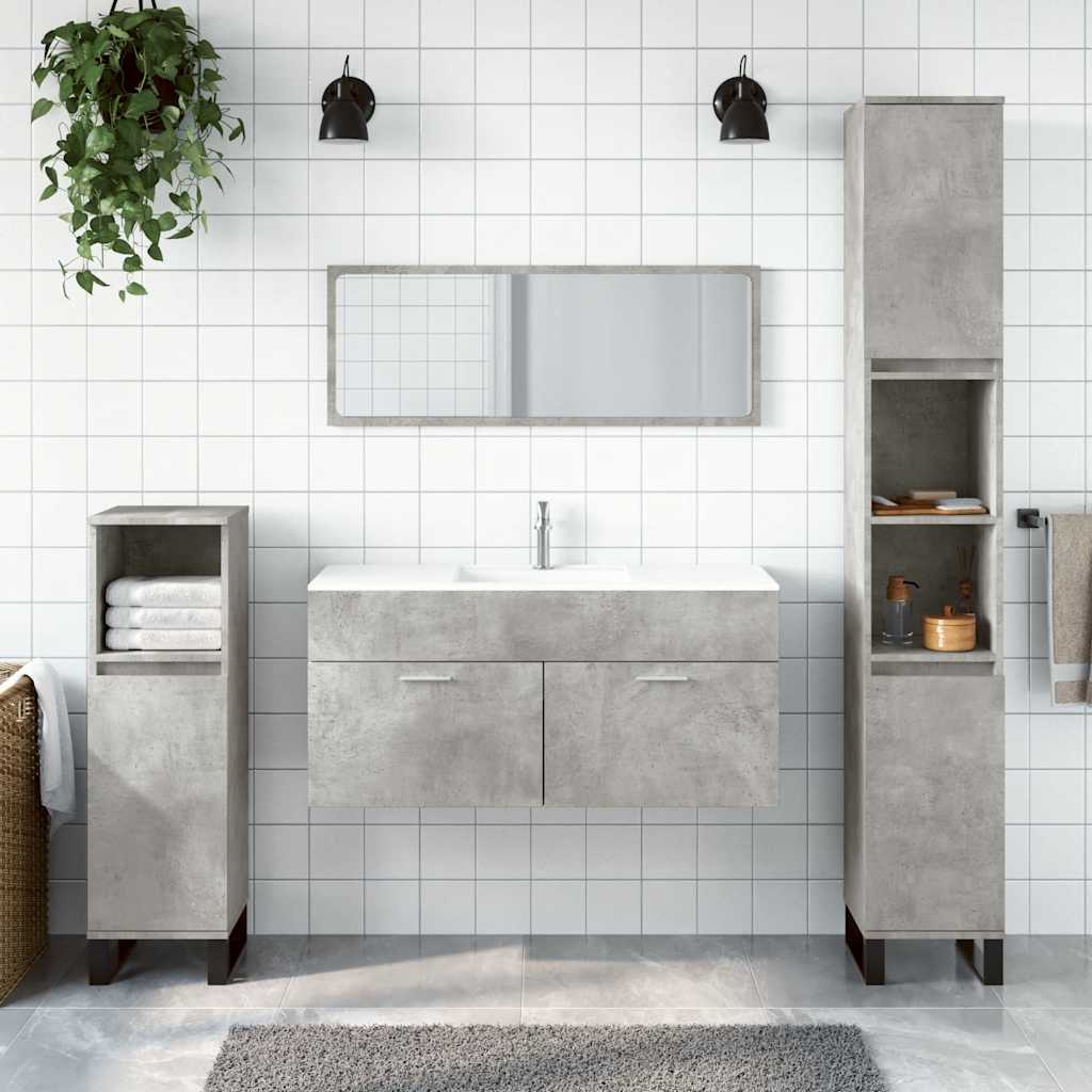 Bathroom Cabinet with Mirror Concrete Grey Particleboard