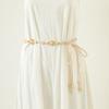 Bohemian Style Braided Waist Belt with Ethnic Wooden Beads and Vintage Tassels for Women and Girls
