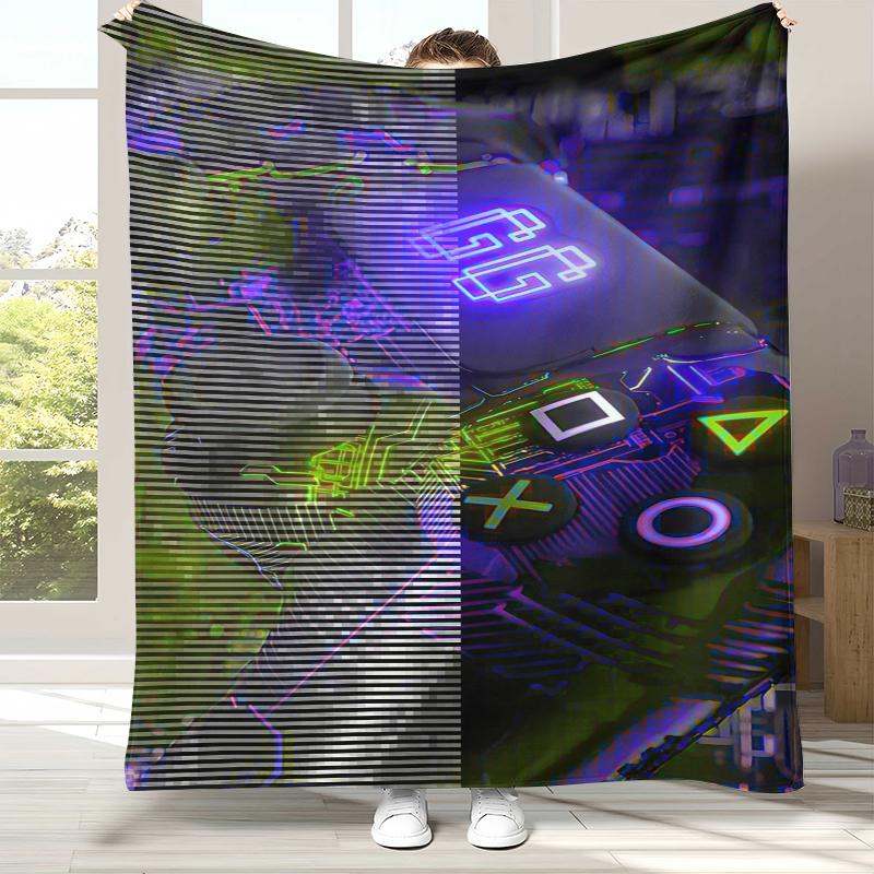 Cartoon Spiel Gamer Zone Controller Logo Flanelldecke, Ultra Weiche Warme Plüschdecke für Zuhause Schlafzimmer Bett Sofa Abdeckung Picknick Geschenk