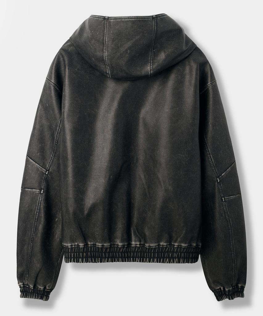 Dimitri Black 2Way Vtg Washed Pu Zip-Up Hoodie_Black