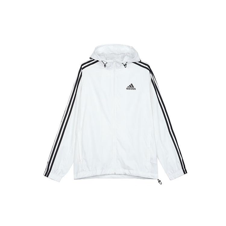 adidas Stripe Logo Micro Mark Printing Sports Training Hooded Jacket White Men s HE4320 XL