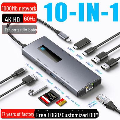 Dock de Expansão USB-C 10 em 1 com HDMI, 4K 60Hz, Ethernet Gigabit e Hub USB