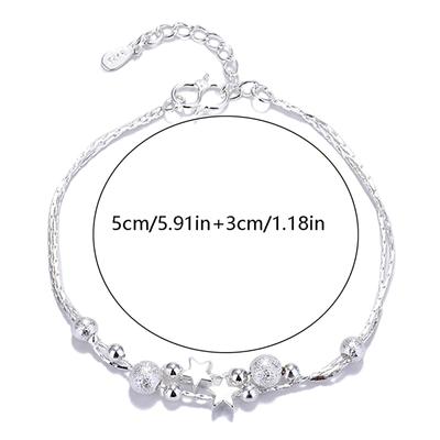 Silver Lucky Bead Charm Bracelet For Women Chain Round Bangles  Luxury