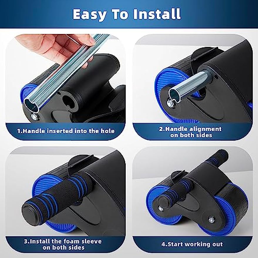 Rollenrad, automatisches Rebound-Bauchrad für Trainingsfitness, Bauchtrainer mit Kniematte, perfektes Heim-Fitnessgerät für Männer und Frauen