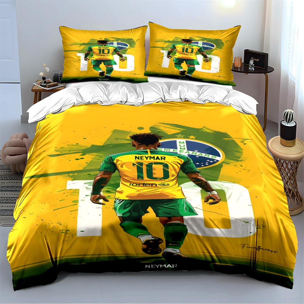 Gelbes Brasilien Fußball Bettwäsche Set Bettwäsche Bettbezug Set Bettbezug Kissenbezüge Heimdekoration (1 * Bettbezug 2 * Kissenbezüge, ohne Bettdecke)