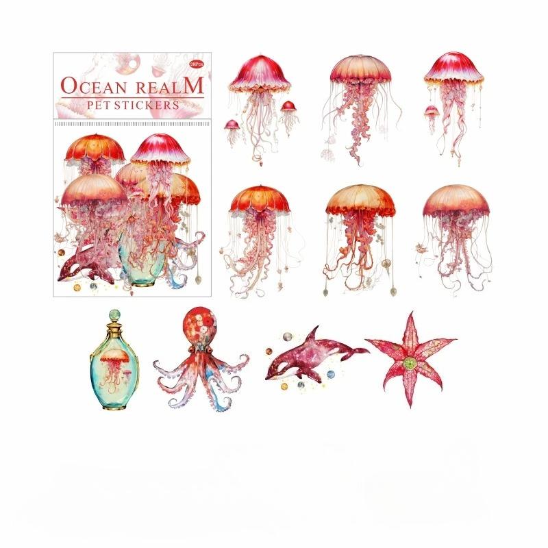 20pcs Underwater World Stickers PET Material Decor Sticker Diary Album Scrapbooking Material Junk Journal Supplies