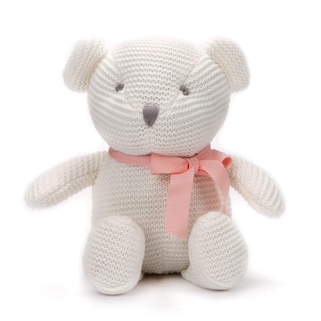 FLUFFYFUN Organiczna Bawełna Dziecięcy Pluszowy Miś 100% Zabawka, 16,5 cm (Biały)