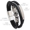 Multilayer Braided Leather Bracelet With Titanium Steel Buckle Punk Rope Wristband For Men