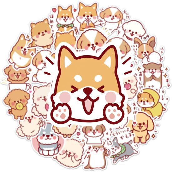 50Pcs DIY Sticker Self-Adhesive Waterproof Clear Printing PVC Cartoon Doggy Pattern Scrapbook Notepad Graffiti Sticker Kids Gift