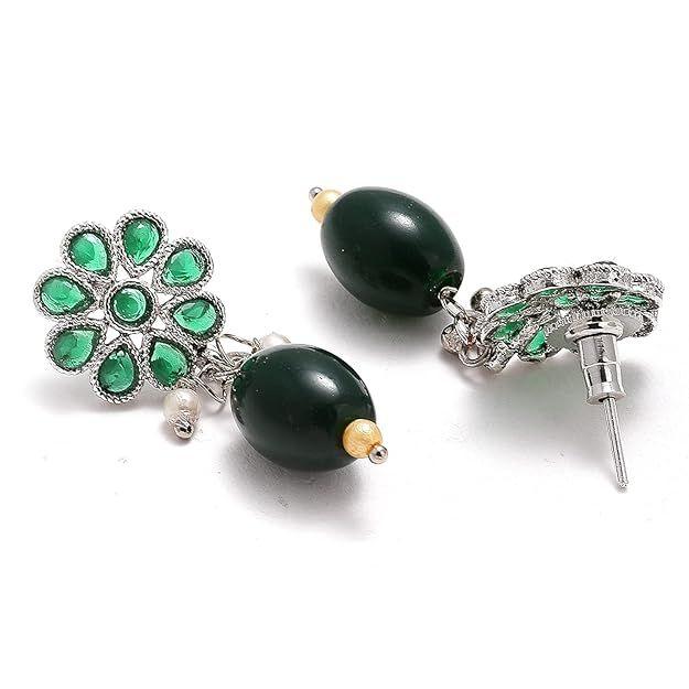 ZENEME Bigiotteria di Moda Collana Antica Placcata Argento Ossidato con Zirconi Americani Incastonati e Perline di Perle
