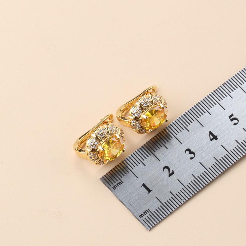 Dubai Luxurious  Gold Plated Zircon Jewelry Sets With  Mark Clip Earrings And Necklace Bridal Costume For Women Gift Box