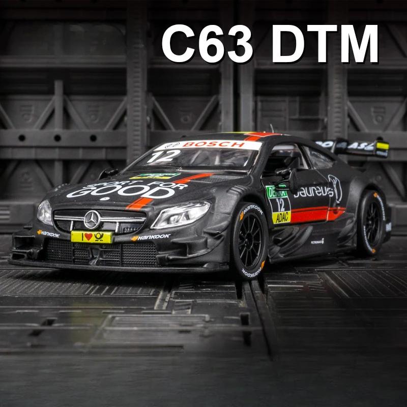 

1:32 Benz AMG C63 DTM Car Model Toys Alloy Diecast Racing Cars Rubber Tires Doors Opened with Light Pull Back Toy Gifts for Kids чёрный