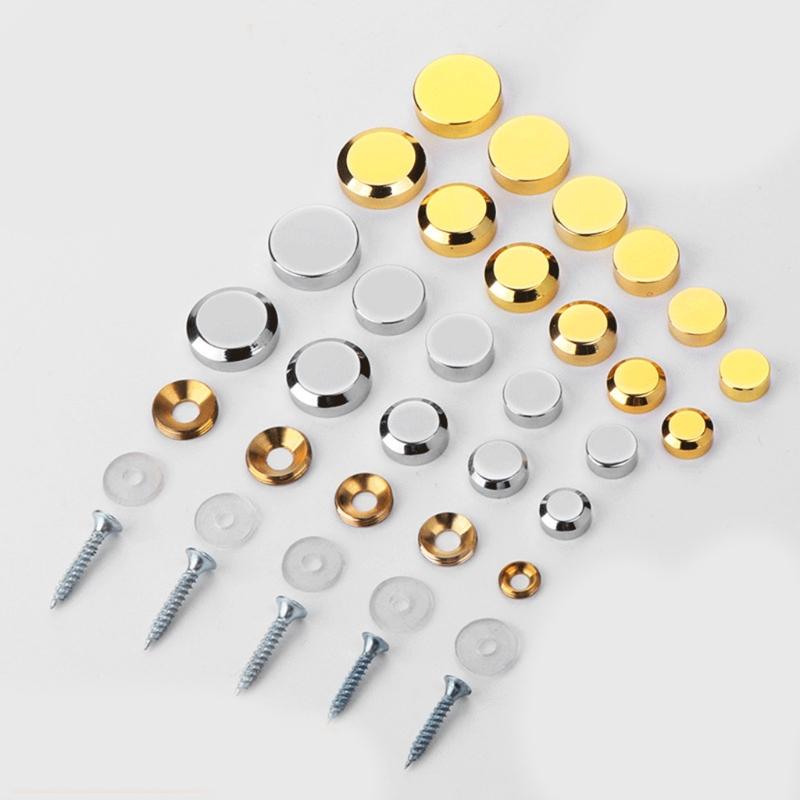 4Pcs Mirror Screw Decorative Cap Nail Cap Brass Golden Silver Bright Surface for Sign Board Diameter 12/14/16/18/20/22mm
