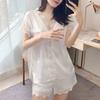 Short-Sleeved Shorts Slim-Fitting Simple Summer Pajamas Women'S Lace Court Style Princess Loungewear Can Be Worn Outside