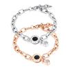 Rose Gold Color Roman Number CZ Bracelet for Woman Girl Adjustable Lobster Wristband Stainless Steel Chain Link  Gifts