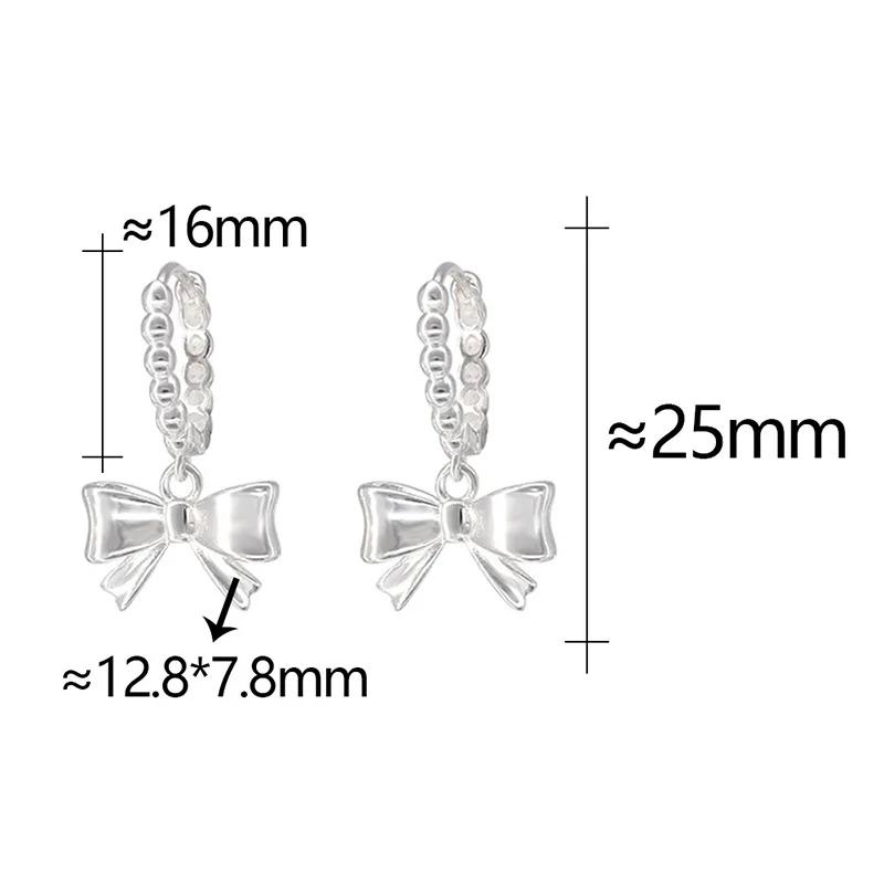 PONYKISS Sterling Silver Needle Minimalist Bowknot Hoop Earrings for Women Cute Fashion Light Luxury Accessories
