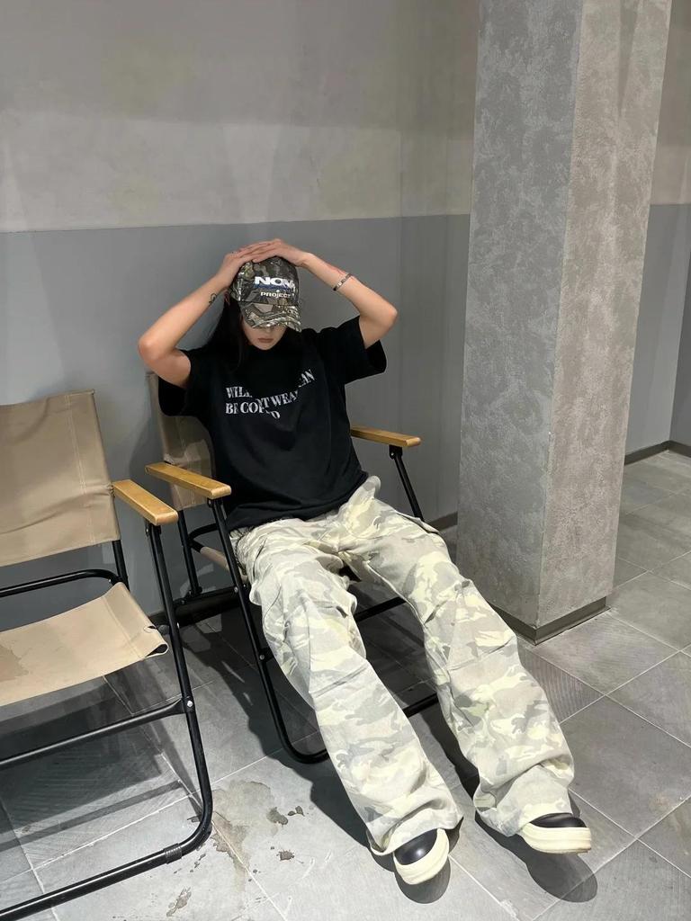 Korean Washed Camouflage Paratrooper Wide-Leg Overalls