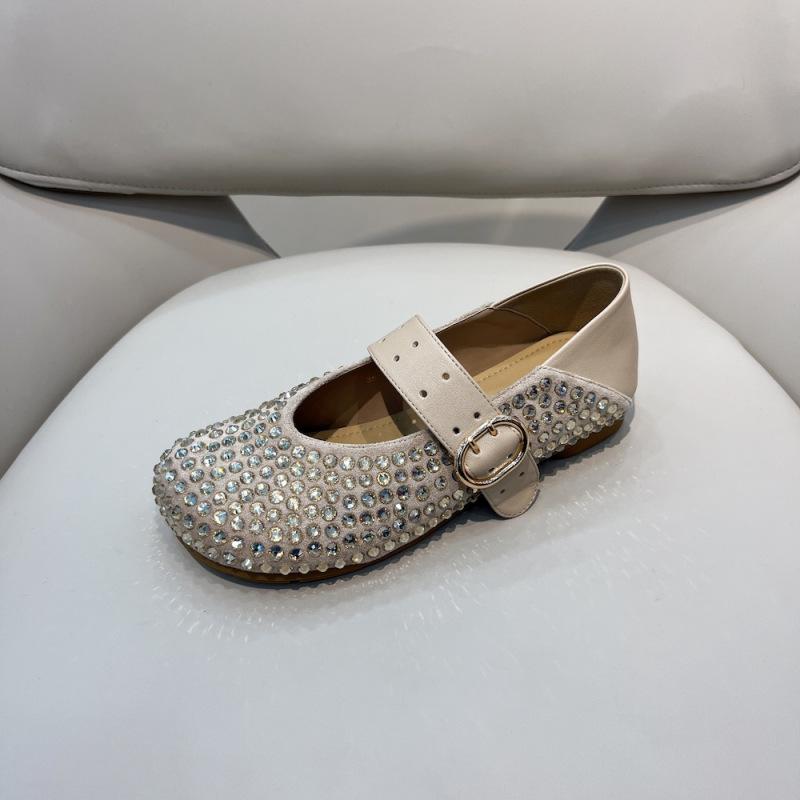 Mary Jane shoes women s round head full of diamonds fashion European station 2025 new soft surface comfortable one-word buckle flat shoes 35 4864₽
