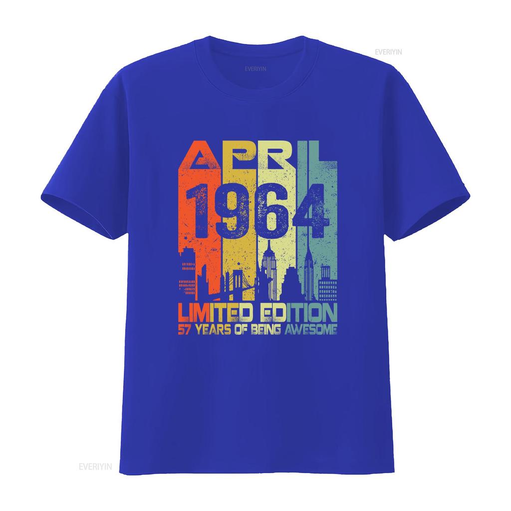 Vintage April 1964 57 Years Of Being Awesome Limited Edition T Shirt vintage Washed Stretched graphic homme Casual Comfortable
