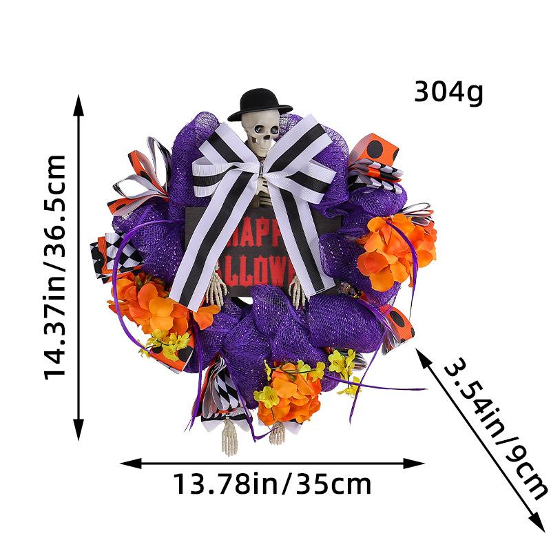 

Праздничные украшения Ужасная вечеринка Украшения на открытом воздухе Хэллоуин Череп Дверь Подвесной Имитация Цветочный венок Skeleton door hanging