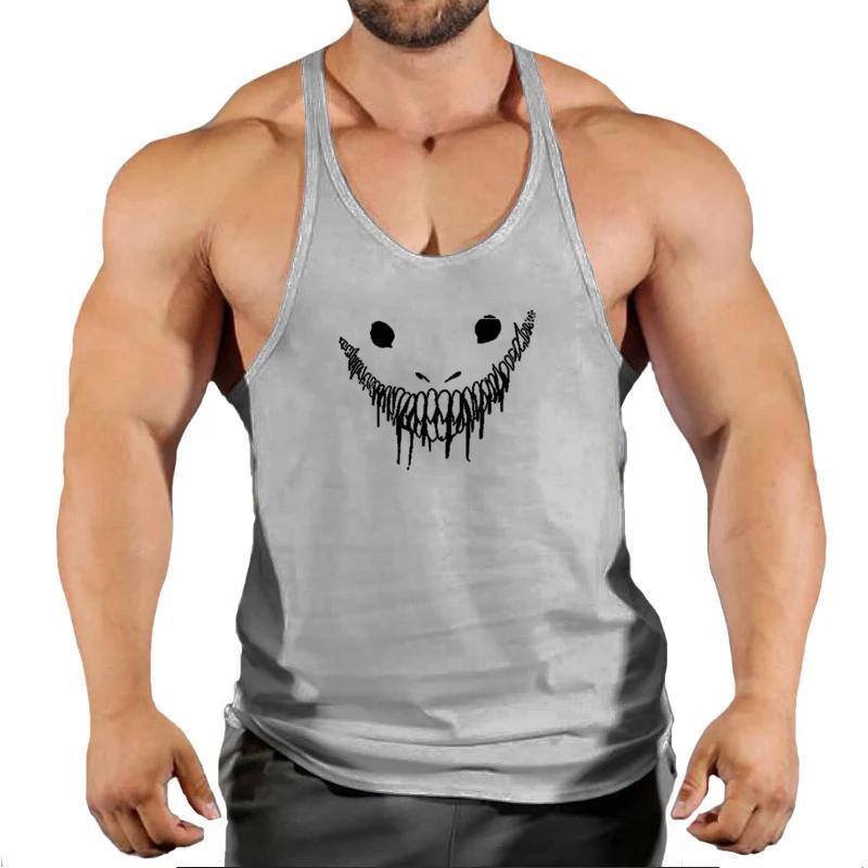 Muscle Top Fitness Men Cotton Tanktop Gym Stringer Sleeveless Shirt Male Workout Tank Bodybuilding Vest Running Clothes