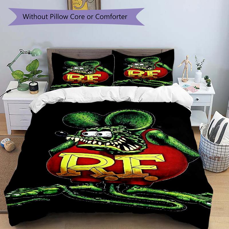 Rat Fink'S Fiery Ride Print 3Pcs Bedding Setduvet Cover With 2 Bedropillowcase Home Birthday Gift