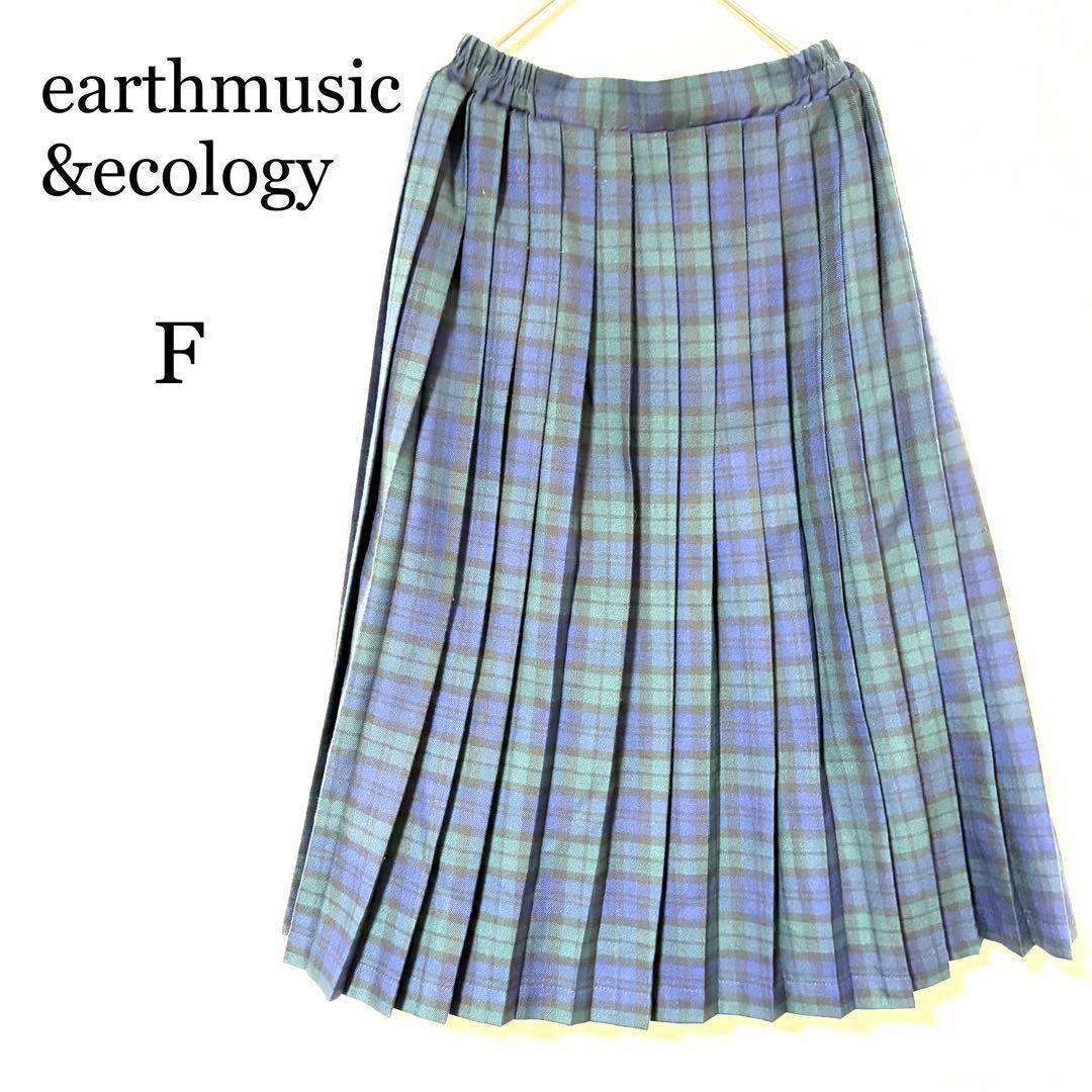 [Earth Music & Ecology] Skirt F Check Pleated Skirt