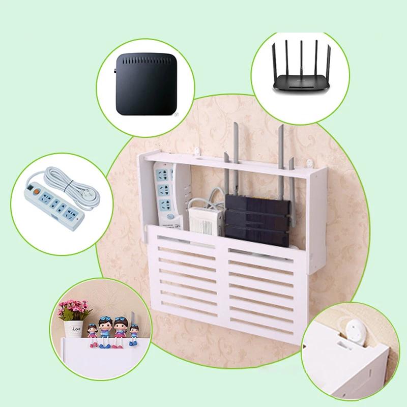 Wall Mounted Storage Boxes No Drill Cable Router Storage Boxes Shelf Wall Hangings Bracket Cable Organizer Wire Storage Boxes