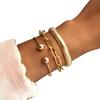 3 Pieces of Exaggerated and Bold Chain Spring Bracelets with Multiple Overlapping Openings for Women's Bracelets