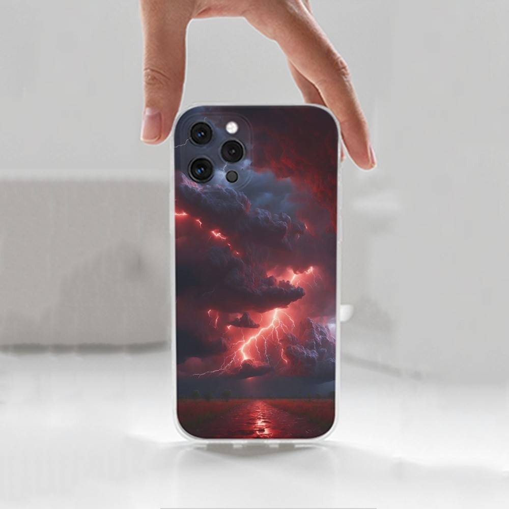T-Thunderbolt L-Lightning Case For iPhone X,XS,SE,12,15,Pro,17,Plus,11,Max,13,XR,14,16,Mini,Transparent Soft Cover