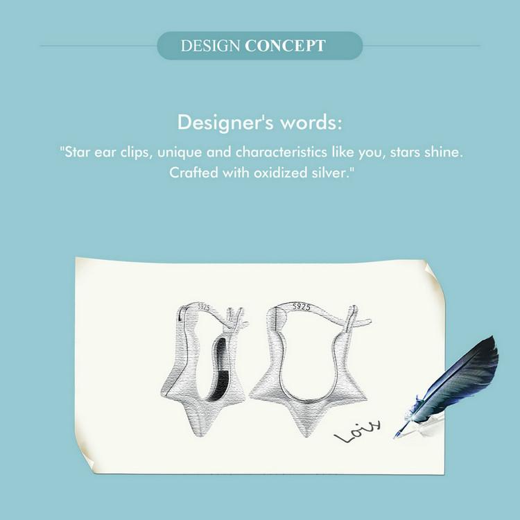 WOSTU 925 Sterling Silver Shine Star Ear Clips Earrings for Women Fine Jewelry
